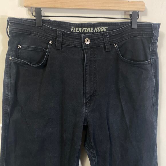 Duluth Trading Black Flex Fire Hose Relaxed Straight Leg Work Pants Sz 36x30 - Picture 2 of 9